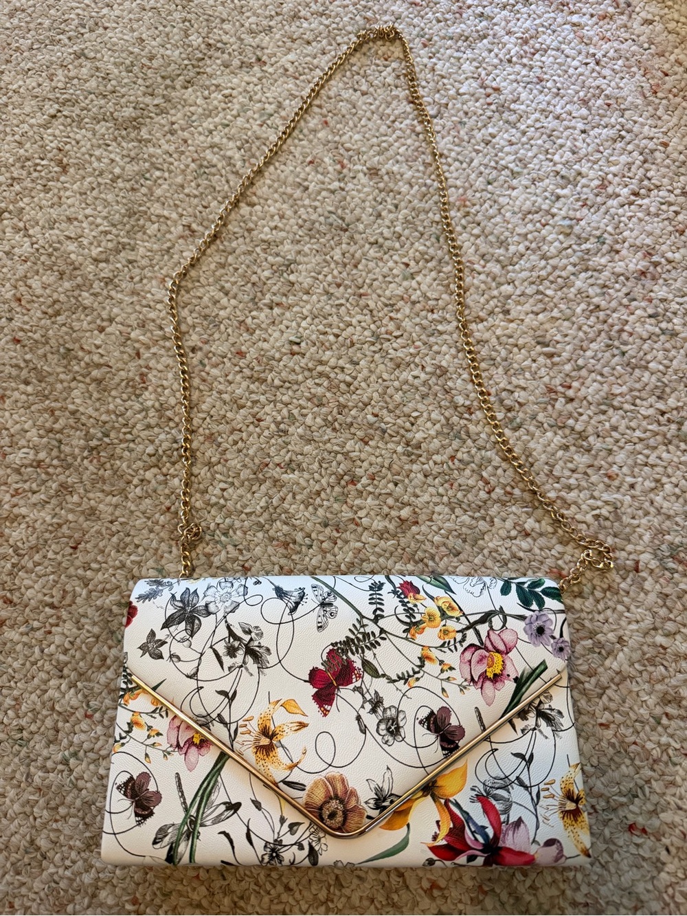 Floral Print Envelope Crossbody Bag - White